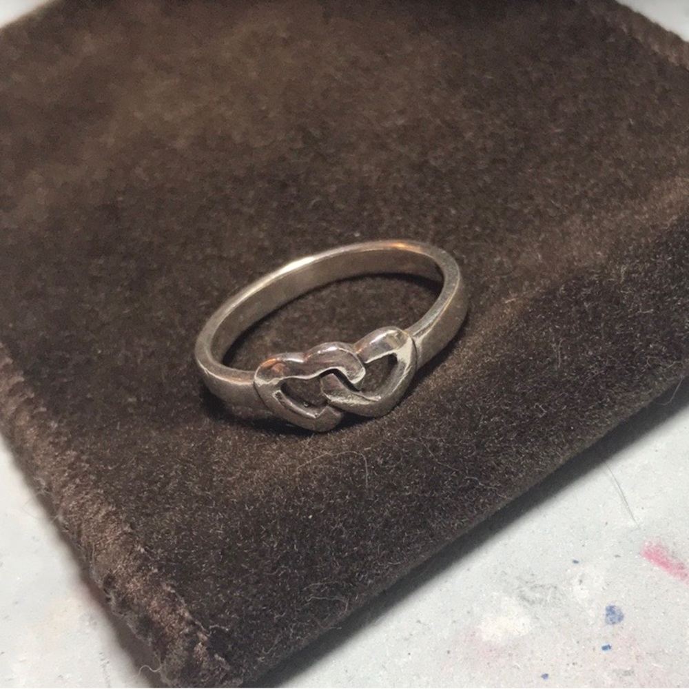 925 Linked Hearts Solid Sterling Silver Ring Size… - image 8